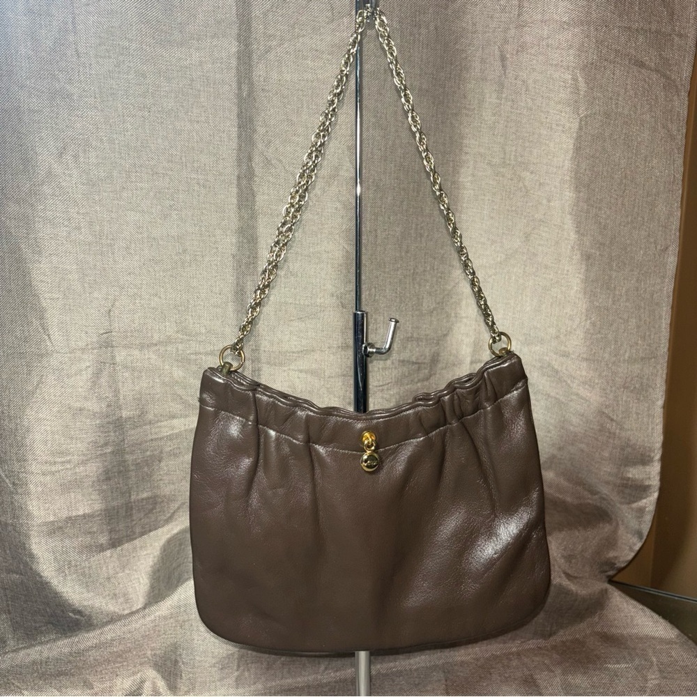 Vintage Leather Ande' Brown Braided Chain Strap Shoulder Bag - Picture 7 of 7